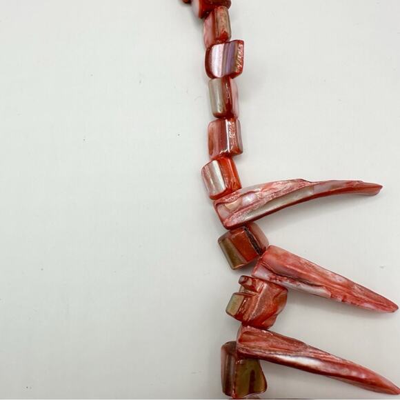 Pink Mother of Pearl Spike Shard Shell Bib Statement Necklace Beach Resort Beach - Picture 7 of 10